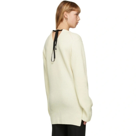 Ann Demeulemeester KNITTED V-NECK SWEATER IREK IVORY S XS BNWT - Picture 3 of 12